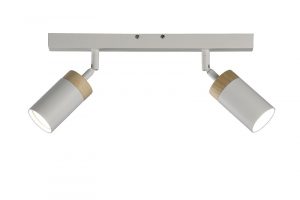 REGLETA FOCO 2 LUCES GU-10 TUBO MADERA-