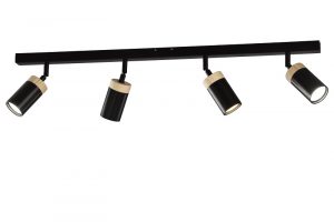 REGLETA FOCO 4 LUCES GU-10 TUBO MADERA-